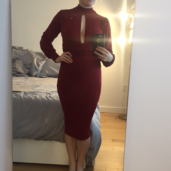 ASOS || petite maroon midi dress - Picture 2 of 8
